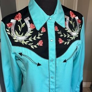 Ladies Scully Turquoise Western Shirt